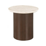 Alvik Dark Walnut/Light Beige Round End Table - Ornate Home