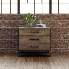 Alvin Brown/Black Wood with Metal Framing Accent Cabinet - Ornate Home
