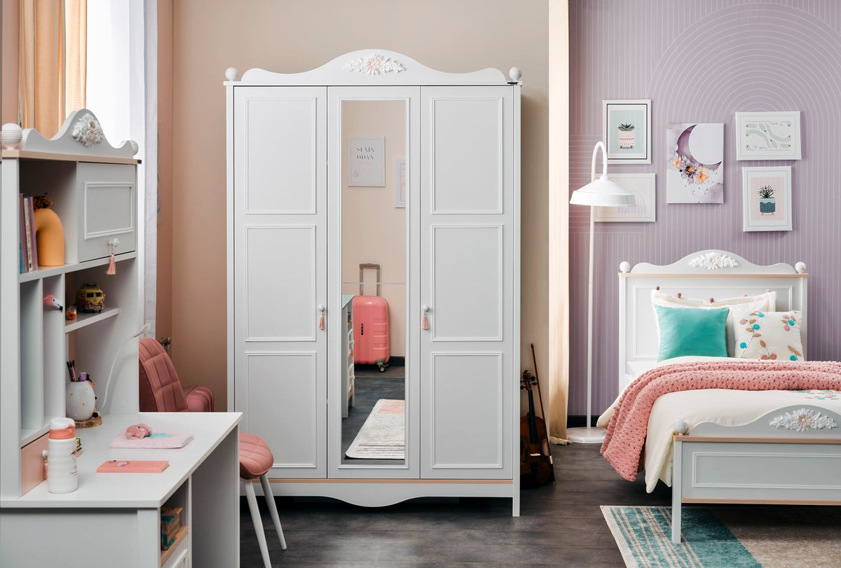 Alya White 3 Door Wardrobe - Ornate Home