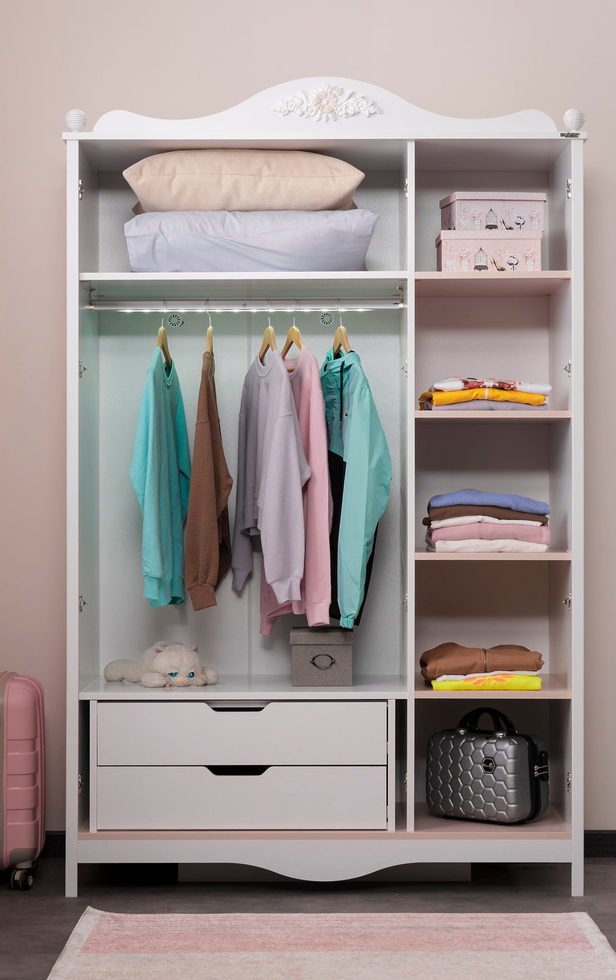 Alya White 3 Door Wardrobe - Ornate Home