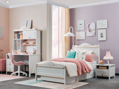 Alya White Kids Room Set (Twin Bed & Study Desk & Nightstand) - Ornate Home