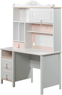 Alya White Kids Room Set (Twin Bed & Study Desk & Nightstand) - Ornate Home