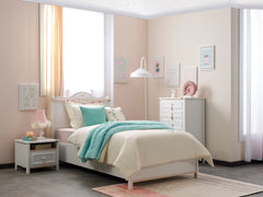 Alya White Kids Room Set (Twin Bed & Study Desk & Nightstand) - Ornate Home