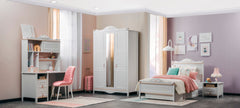 Alya White Kids Room Set (Twin Bed & Study Desk & Nightstand) - Ornate Home
