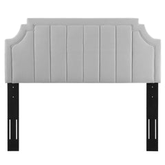 Alyona Light Gray Channel Tufted Performance Velvet Full/Queen Headboard - Ornate Home
