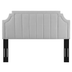 Alyona Light Gray Channel Tufted Performance Velvet Full/Queen Headboard - Ornate Home