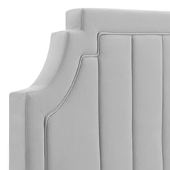 Alyona Light Gray Channel Tufted Performance Velvet Full/Queen Headboard - Ornate Home