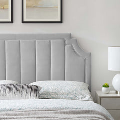 Alyona Light Gray Channel Tufted Performance Velvet Twin Headboard - Ornate Home