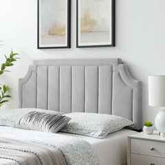 Alyona Light Gray Channel Tufted Performance Velvet Twin Headboard - Ornate Home