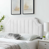 Alyona White Channel Tufted Performance Velvet Full/Queen Headboard - Ornate Home