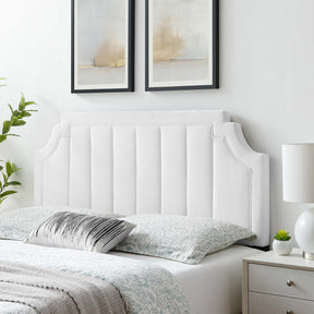 Alyona White Channel Tufted Performance Velvet King/California King Headboard - Ornate Home