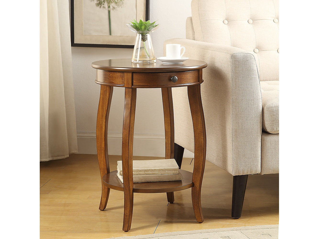 Alysa Walnut End Table - Ornate Home