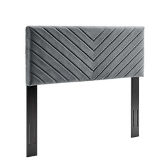 Alyson Charcoal Angular Channel Tufted Performance Velvet Full / Queen Headboard - Ornate Home