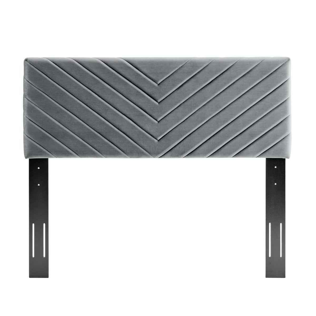 Alyson Charcoal Angular Channel Tufted Performance Velvet Full / Queen Headboard - Ornate Home