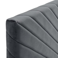 Alyson Charcoal Angular Channel Tufted Performance Velvet Full / Queen Headboard - Ornate Home