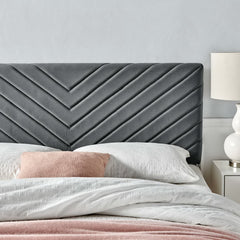Alyson Charcoal Angular Channel Tufted Performance Velvet Full / Queen Headboard - Ornate Home