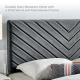 Alyson Charcoal Angular Channel Tufted Performance Velvet Full / Queen Headboard - Ornate Home