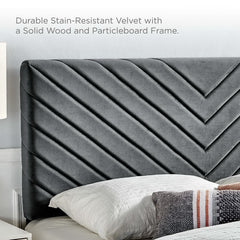 Alyson Charcoal Angular Channel Tufted Performance Velvet Full / Queen Headboard - Ornate Home