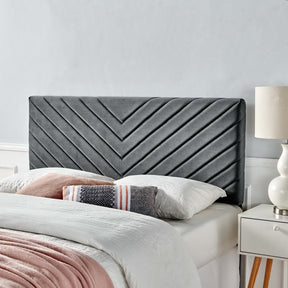 Alyson Charcoal Angular Channel Tufted Performance Velvet King / California King Headboard - Ornate Home