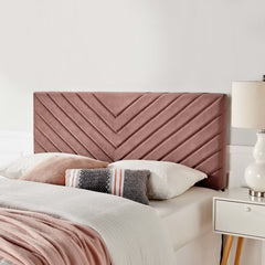 Alyson Dusty Rose Angular Channel Tufted Performance Velvet Full / Queen Headboard - Ornate Home