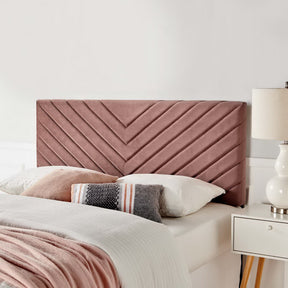 Alyson Dusty Rose Angular Channel Tufted Performance Velvet Full / Queen Headboard - Ornate Home