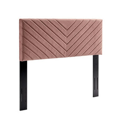 Alyson Dusty Rose Angular Channel Tufted Performance Velvet Full / Queen Headboard - Ornate Home