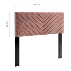 Alyson Dusty Rose Angular Channel Tufted Performance Velvet Full / Queen Headboard - Ornate Home