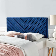 Alyson Navy Angular Channel Tufted Performance Velvet Full / Queen Headboard - Ornate Home