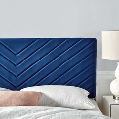 Alyson Navy Angular Channel Tufted Performance Velvet Full / Queen Headboard - Ornate Home