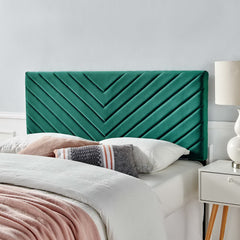 Alyson Teal Angular Channel Tufted Performance Velvet Full / Queen Headboard - Ornate Home