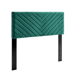 Alyson Teal Angular Channel Tufted Performance Velvet Full / Queen Headboard - Ornate Home