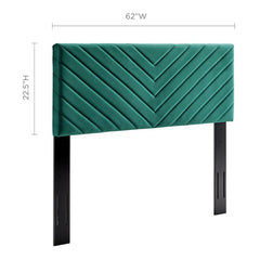 Alyson Teal Angular Channel Tufted Performance Velvet Full / Queen Headboard - Ornate Home