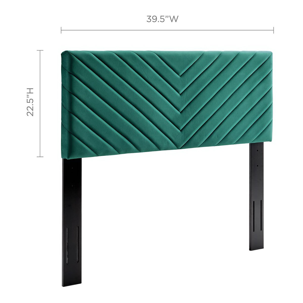 Alyson Teal Angular Channel Tufted Performance Velvet Twin Headboard - Ornate Home
