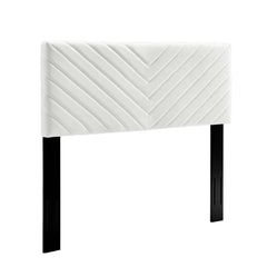 Alyson White Angular Channel Tufted Performance Velvet Full / Queen Headboard - Ornate Home