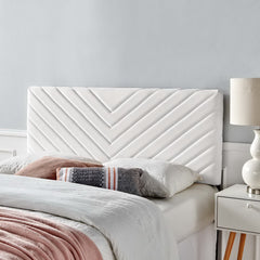 Alyson White Angular Channel Tufted Performance Velvet King / California King Headboard - Ornate Home