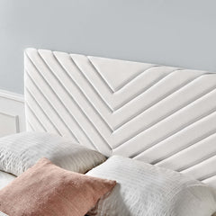 Alyson White Angular Channel Tufted Performance Velvet King / California King Headboard - Ornate Home