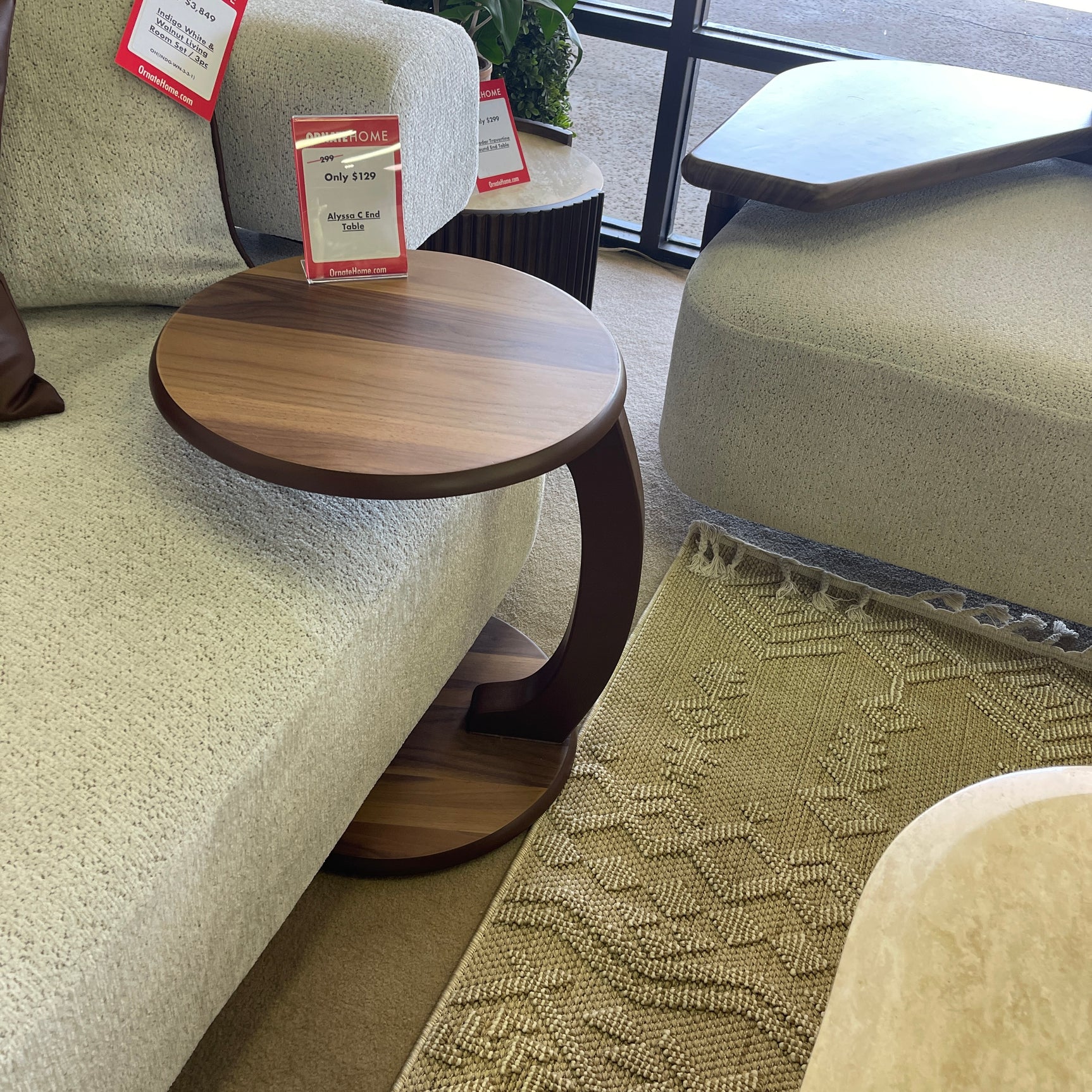 Alyssa C Side Table w/ Caster Wheels - Ornate Home