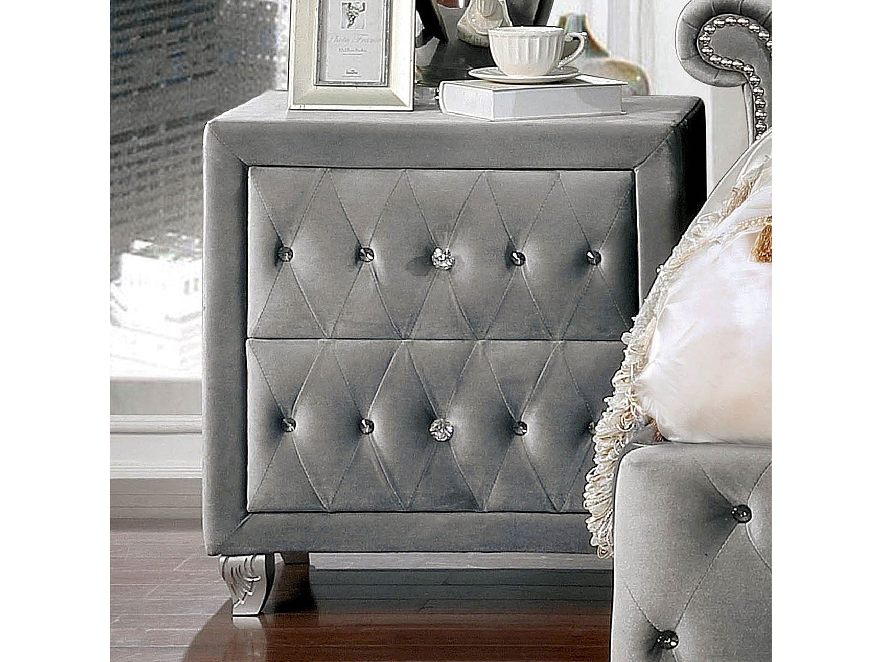 Alzire Gray Nightstand - Ornate Home