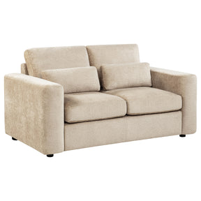 Amador Camel Chenille Upholstered Track Arm Loveseat - Ornate Home