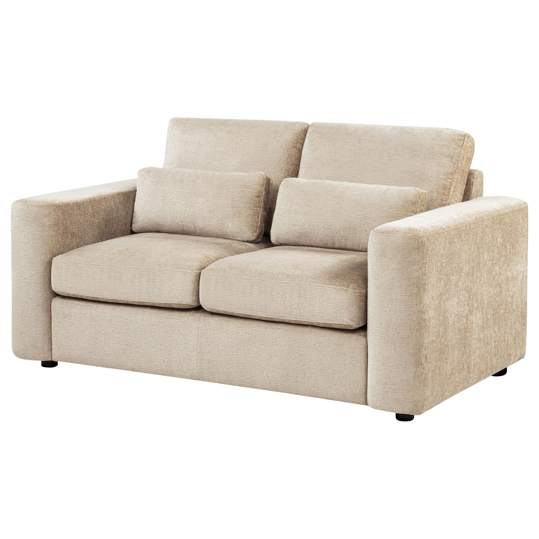 Amador Camel Chenille Upholstered Track Arm Loveseat - Ornate Home