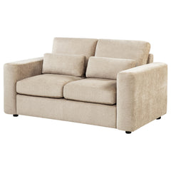 Amador Camel Chenille Upholstered Track Arm Loveseat - Ornate Home