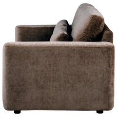 Amador Chocolate Chenille Upholstered Track Arm Loveseat - Ornate Home