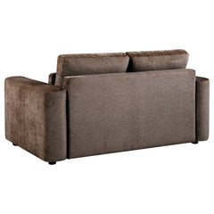 Amador Chocolate Chenille Upholstered Track Arm Loveseat - Ornate Home