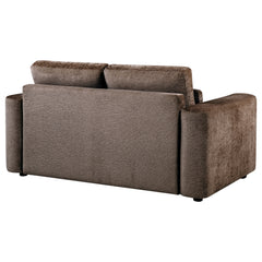 Amador Chocolate Chenille Upholstered Track Arm Loveseat - Ornate Home