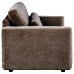 Amador Chocolate Chenille Upholstered Track Arm Loveseat - Ornate Home