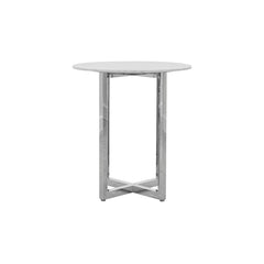 Amalfi 32 inch Round Carrara Marble Top Bar Table - Ornate Home