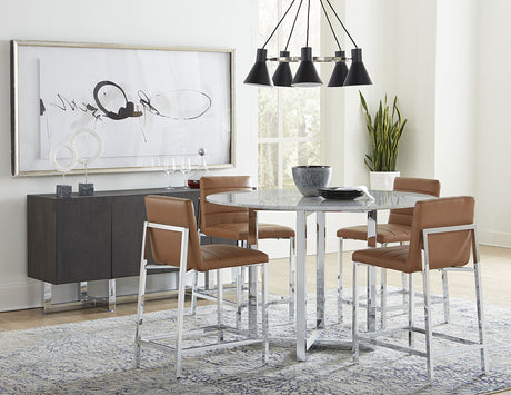 Amalfi 48 inch Round Carrara Marble Top Counter Table - Ornate Home