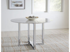 Amalfi 48 inch Round Carrara Marble Top Dining Table with Chrome Base - Ornate Home