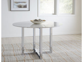 Amalfi 48 inch Round Carrara Marble Top Dining Table with Chrome Base - Ornate Home