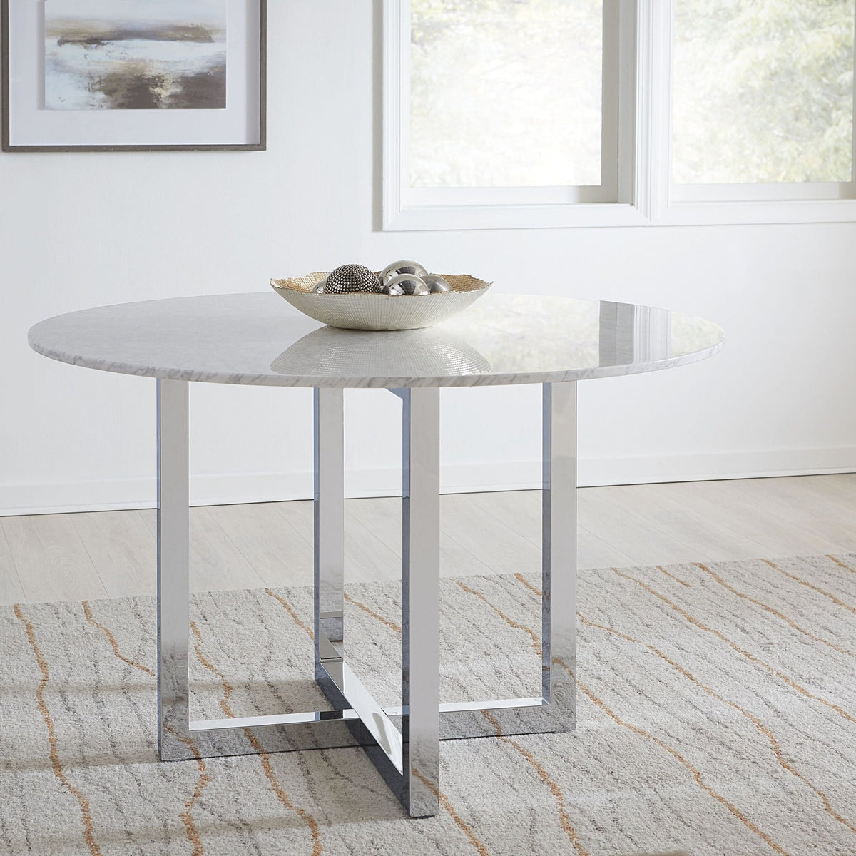 Modus Furniture Amalfi 54 inch Round Carrara Marble Top Counter Table ...